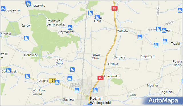 mapa Nowa Obra gmina Koźmin Wielkopolski, Nowa Obra gmina Koźmin Wielkopolski na mapie Targeo