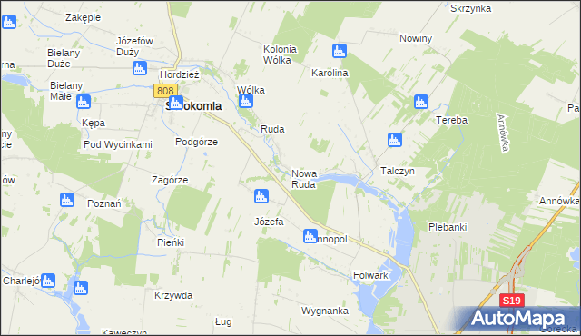 mapa Nowa Ruda gmina Serokomla, Nowa Ruda gmina Serokomla na mapie Targeo