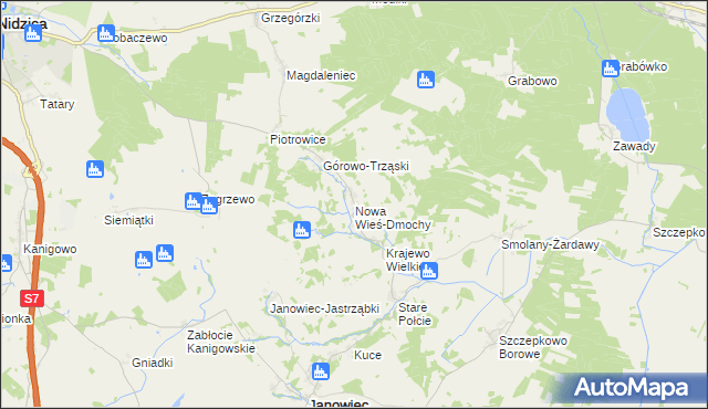mapa Nowa Wieś-Dmochy, Nowa Wieś-Dmochy na mapie Targeo
