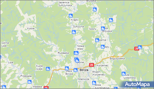mapa Nowa Wieś gmina Bircza, Nowa Wieś gmina Bircza na mapie Targeo