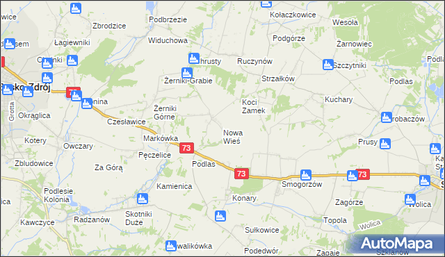 mapa Nowa Wieś gmina Busko-Zdrój, Nowa Wieś gmina Busko-Zdrój na mapie Targeo