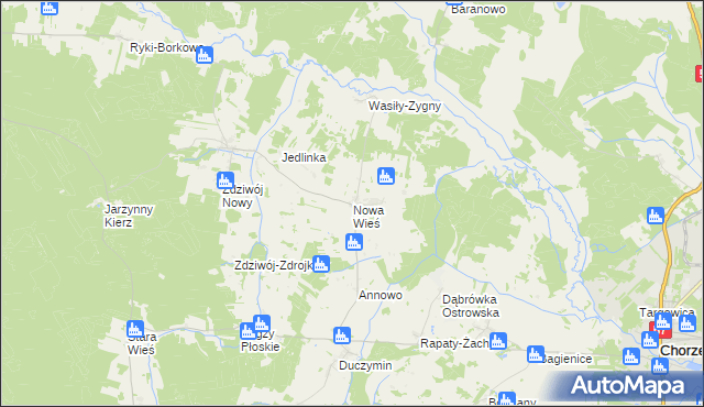 mapa Nowa Wieś gmina Chorzele, Nowa Wieś gmina Chorzele na mapie Targeo