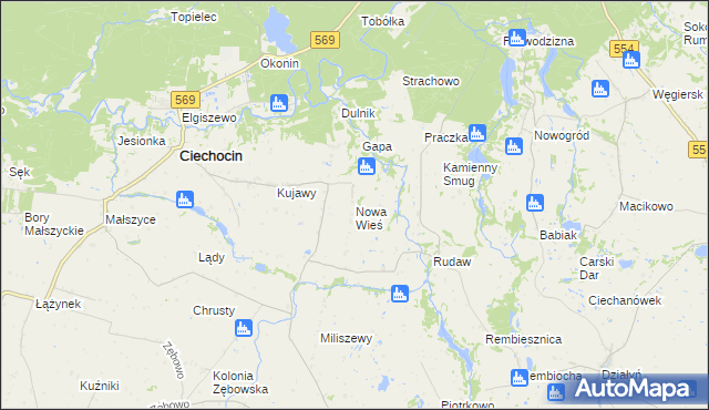 mapa Nowa Wieś gmina Ciechocin, Nowa Wieś gmina Ciechocin na mapie Targeo