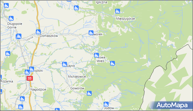 mapa Nowa Wieś gmina Międzylesie, Nowa Wieś gmina Międzylesie na mapie Targeo