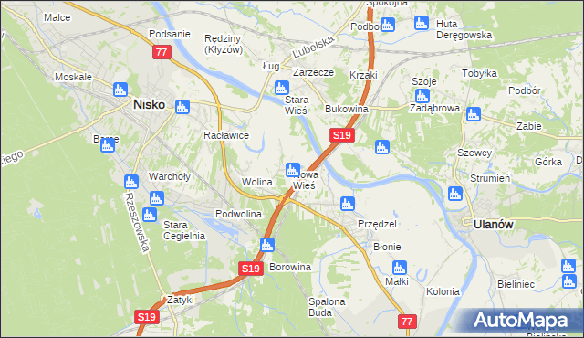 mapa Nowa Wieś gmina Nisko, Nowa Wieś gmina Nisko na mapie Targeo