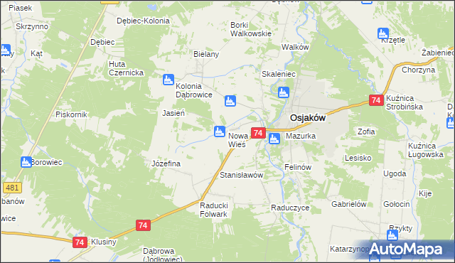 mapa Nowa Wieś gmina Osjaków, Nowa Wieś gmina Osjaków na mapie Targeo