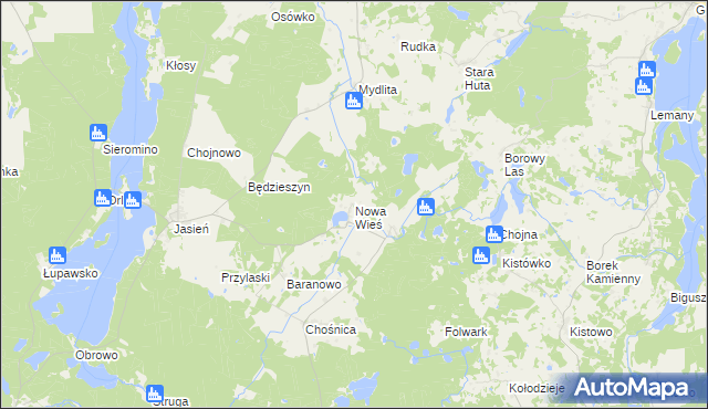 mapa Nowa Wieś gmina Parchowo, Nowa Wieś gmina Parchowo na mapie Targeo