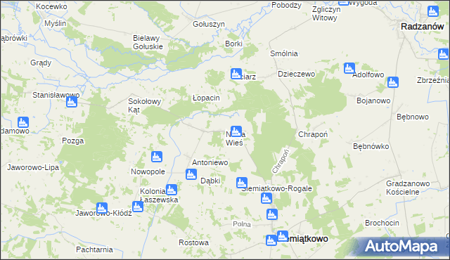 mapa Nowa Wieś gmina Siemiątkowo, Nowa Wieś gmina Siemiątkowo na mapie Targeo