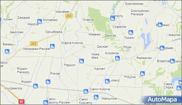 mapa Nowa Wieś gmina Słupca, Nowa Wieś gmina Słupca na mapie Targeo