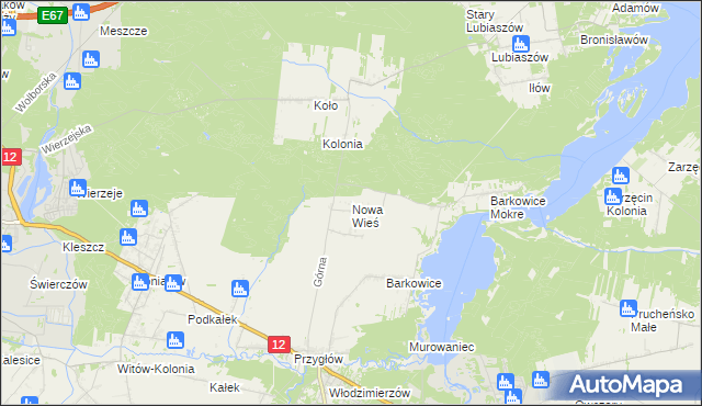 mapa Nowa Wieś gmina Sulejów, Nowa Wieś gmina Sulejów na mapie Targeo