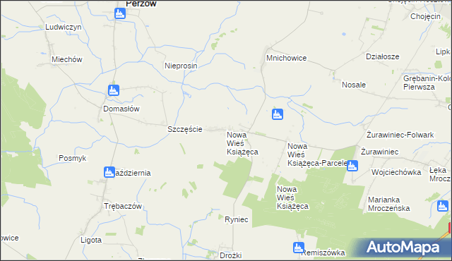 mapa Nowa Wieś Książęca gmina Bralin, Nowa Wieś Książęca gmina Bralin na mapie Targeo