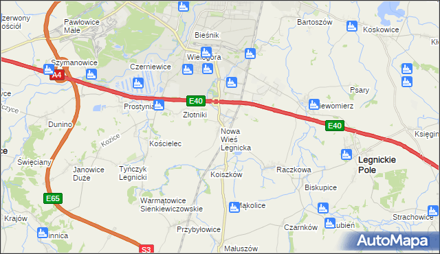 mapa Nowa Wieś Legnicka, Nowa Wieś Legnicka na mapie Targeo