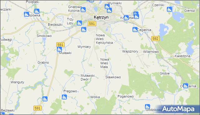 mapa Nowa Wieś Mała gmina Kętrzyn, Nowa Wieś Mała gmina Kętrzyn na mapie Targeo