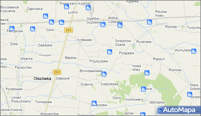 mapa Nowa Wioska gmina Olszówka, Nowa Wioska gmina Olszówka na mapie Targeo