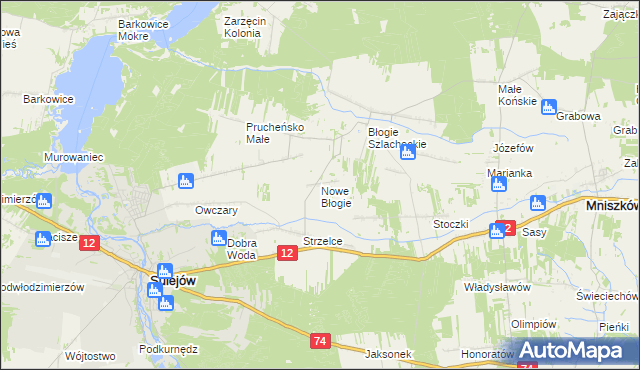 mapa Nowe Błogie, Nowe Błogie na mapie Targeo