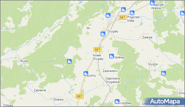 mapa Nowe Drygały, Nowe Drygały na mapie Targeo