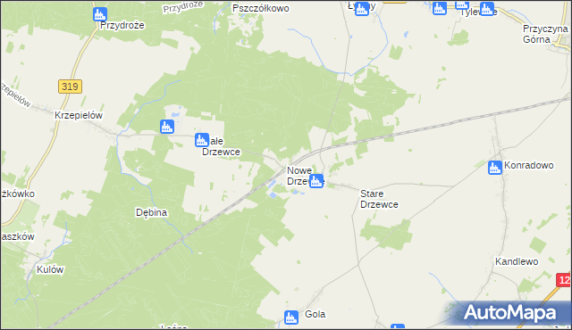 mapa Nowe Drzewce, Nowe Drzewce na mapie Targeo