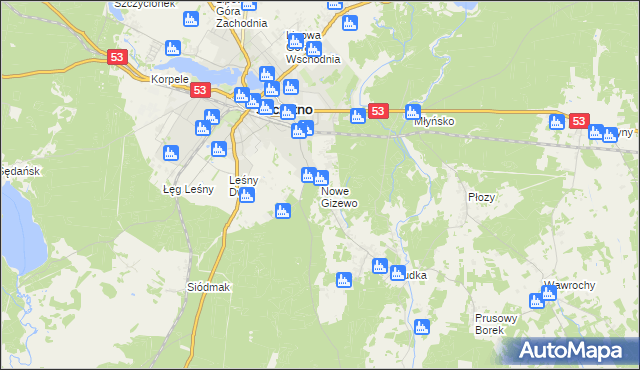 mapa Nowe Gizewo, Nowe Gizewo na mapie Targeo