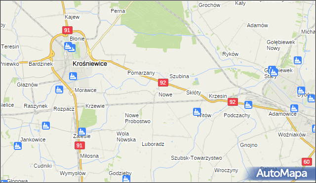 mapa Nowe gmina Krośniewice, Nowe gmina Krośniewice na mapie Targeo