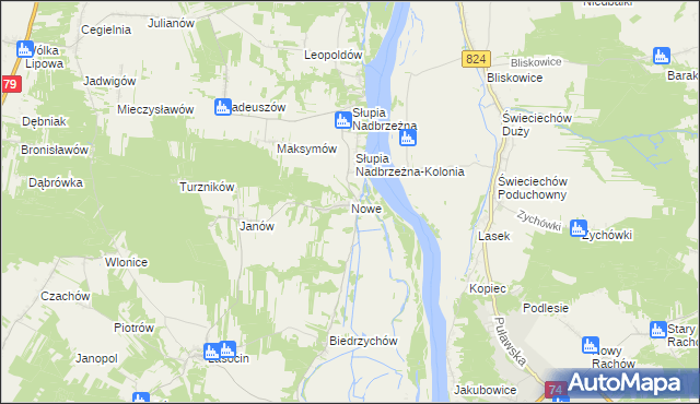 mapa Nowe gmina Ożarów, Nowe gmina Ożarów na mapie Targeo