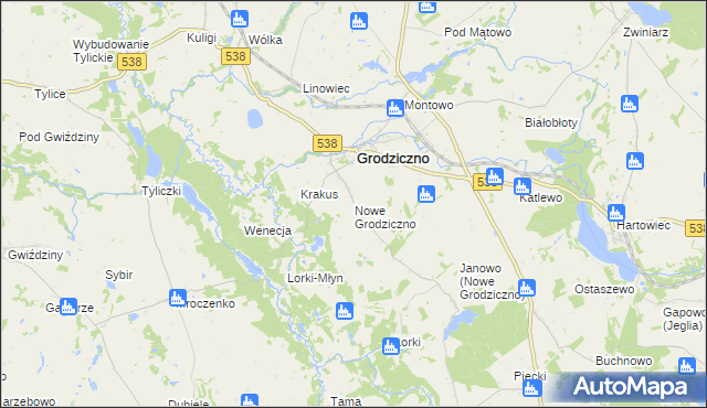 mapa Nowe Grodziczno, Nowe Grodziczno na mapie Targeo