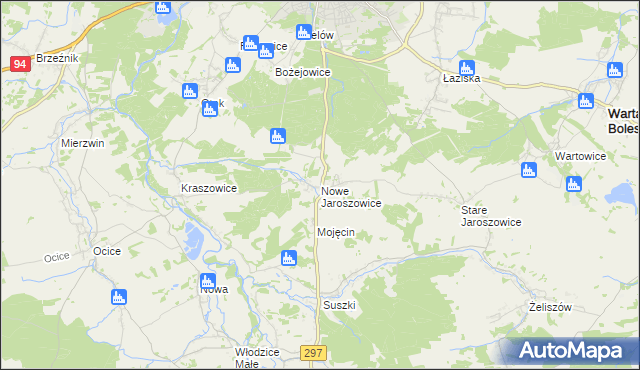 mapa Nowe Jaroszowice, Nowe Jaroszowice na mapie Targeo