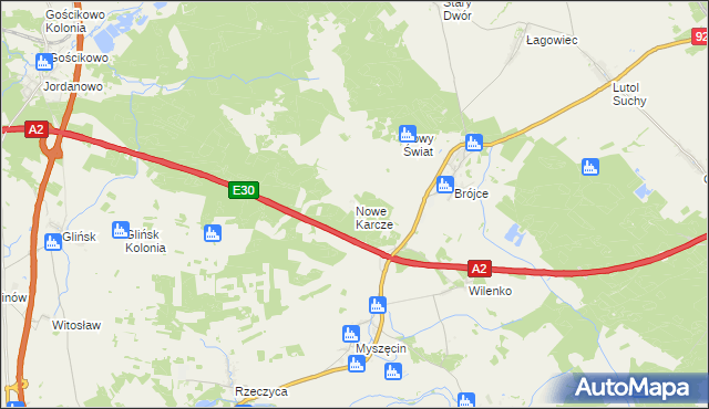 mapa Nowe Karcze, Nowe Karcze na mapie Targeo