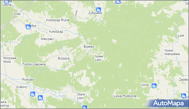 mapa Nowe Lipki gmina Stoczek, Nowe Lipki gmina Stoczek na mapie Targeo