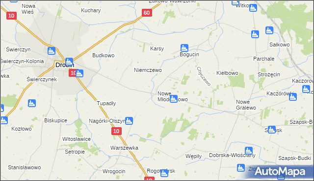 mapa Nowe Młodochowo, Nowe Młodochowo na mapie Targeo