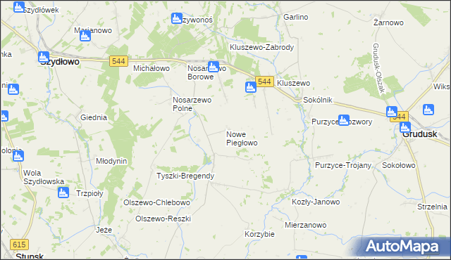 mapa Nowe Piegłowo, Nowe Piegłowo na mapie Targeo