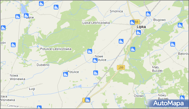 mapa Nowe Potulice, Nowe Potulice na mapie Targeo