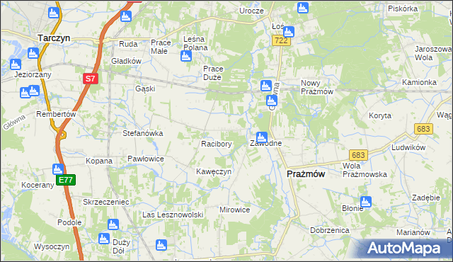mapa Nowe Racibory gmina Tarczyn, Nowe Racibory gmina Tarczyn na mapie Targeo