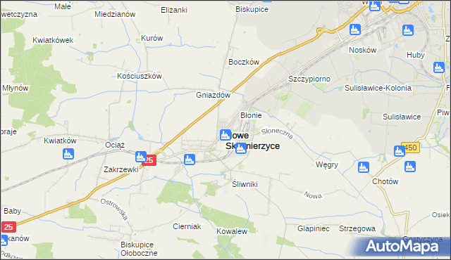 mapa Nowe Skalmierzyce, Nowe Skalmierzyce na mapie Targeo