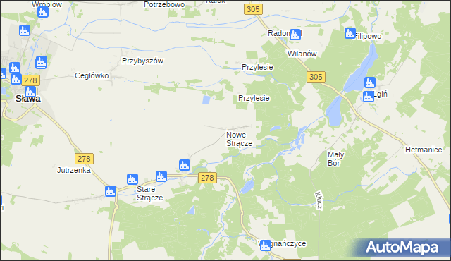 mapa Nowe Strącze, Nowe Strącze na mapie Targeo