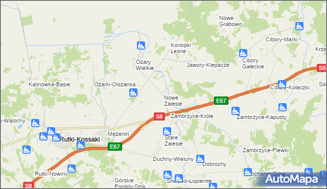 mapa Nowe Zalesie gmina Rutki, Nowe Zalesie gmina Rutki na mapie Targeo