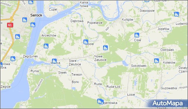 mapa Nowe Załubice, Nowe Załubice na mapie Targeo