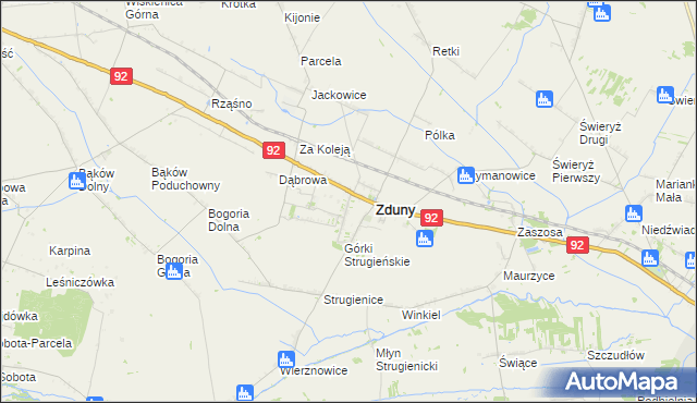 mapa Nowe Zduny, Nowe Zduny na mapie Targeo