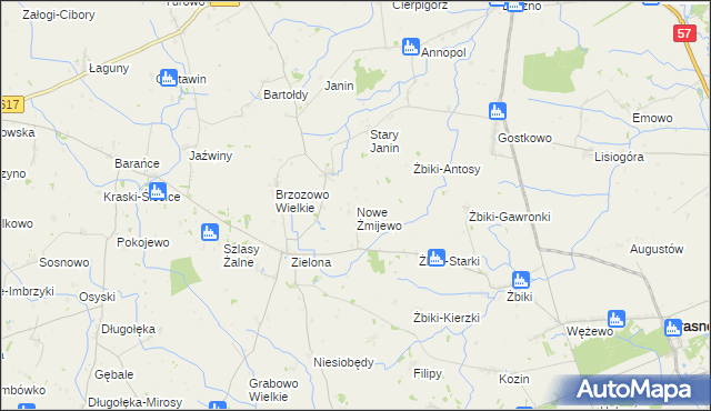 mapa Nowe Żmijewo, Nowe Żmijewo na mapie Targeo