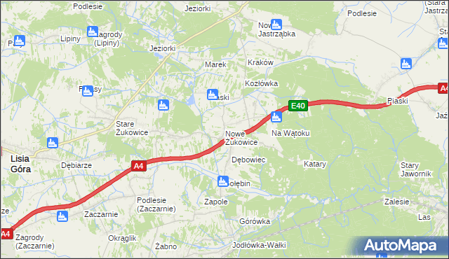 mapa Nowe Żukowice, Nowe Żukowice na mapie Targeo