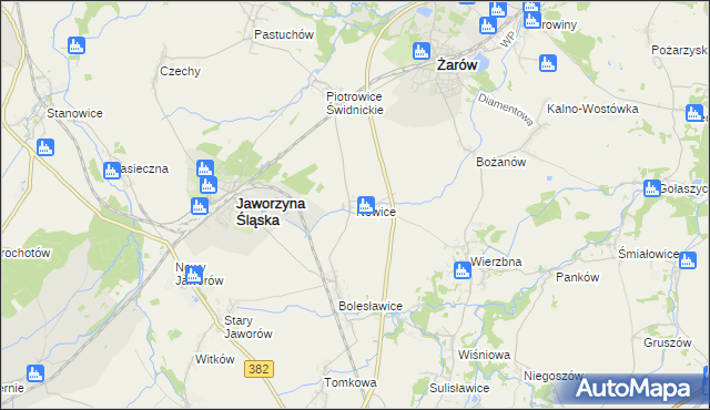 mapa Nowice gmina Jaworzyna Śląska, Nowice gmina Jaworzyna Śląska na mapie Targeo