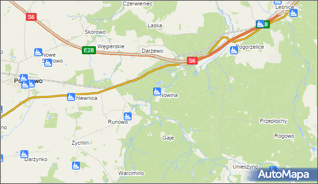 mapa Nowina gmina Potęgowo, Nowina gmina Potęgowo na mapie Targeo