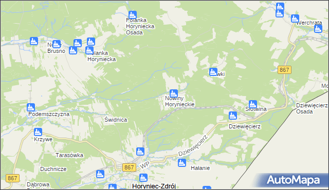 mapa Nowiny Horynieckie, Nowiny Horynieckie na mapie Targeo