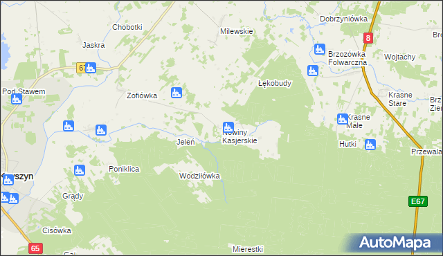 mapa Nowiny Kasjerskie, Nowiny Kasjerskie na mapie Targeo