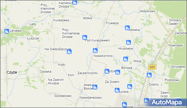 mapa Nowokornino, Nowokornino na mapie Targeo