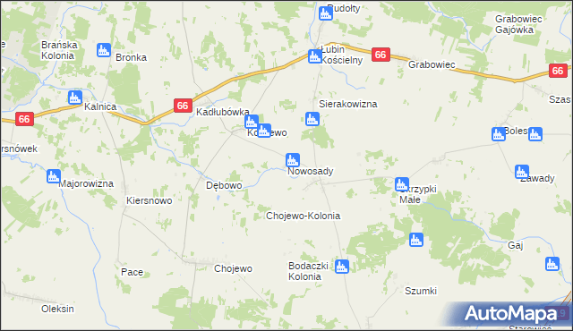 mapa Nowosady gmina Brańsk, Nowosady gmina Brańsk na mapie Targeo