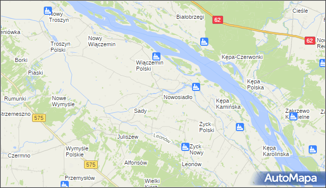 mapa Nowosiadło, Nowosiadło na mapie Targeo