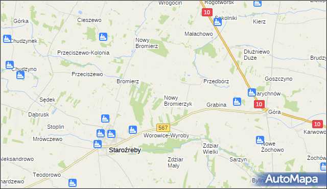 mapa Nowy Bromierzyk, Nowy Bromierzyk na mapie Targeo