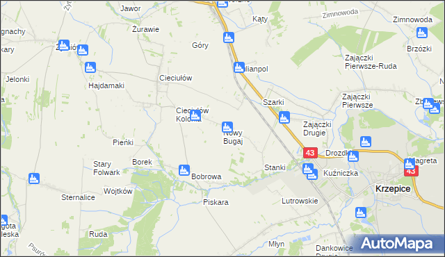 mapa Nowy Bugaj, Nowy Bugaj na mapie Targeo