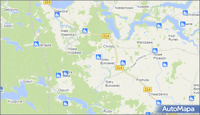 mapa Nowy Bukowiec gmina Stara Kiszewa, Nowy Bukowiec gmina Stara Kiszewa na mapie Targeo