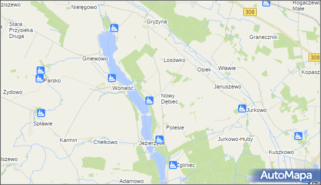 mapa Nowy Dębiec, Nowy Dębiec na mapie Targeo